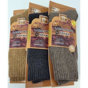 Men's Merino Lamb Wool Crew Socks, Comfy Warm for Winter - 3 Pairs